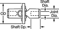 Image of Attribute. Front orientation. Contains Annotated. Precision Single U-Joints, Ball-Bearing Joint.